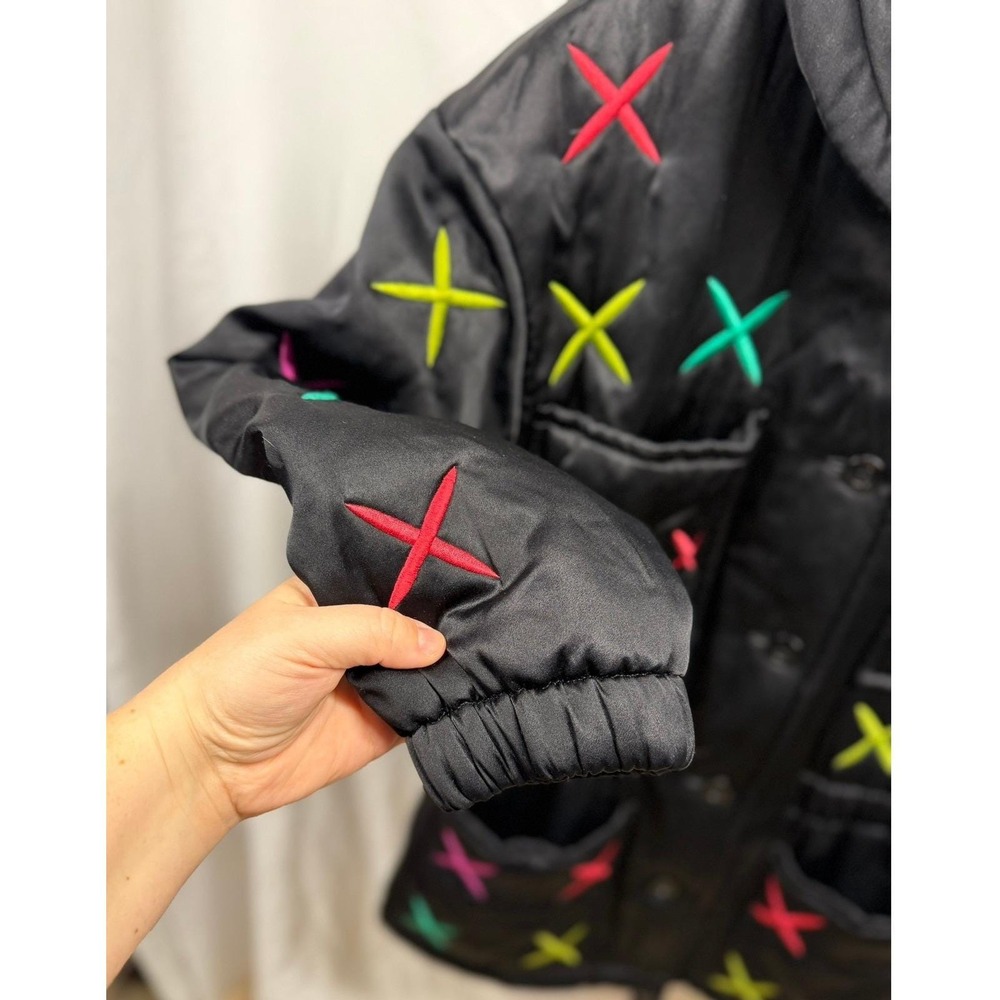 Vintage 80's Escada Women's‎ 100% Silk Retro Colorful Quilted Satin Puffer Coat - Picture 5 of 13